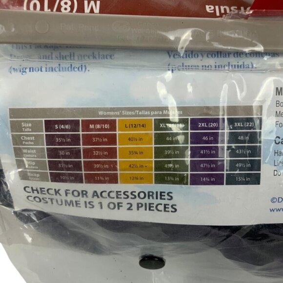 Disney Womens Ursula Costume Sz Medium 8/10 Black Dress Necklace Little Mermaid - Picture 3 of 3